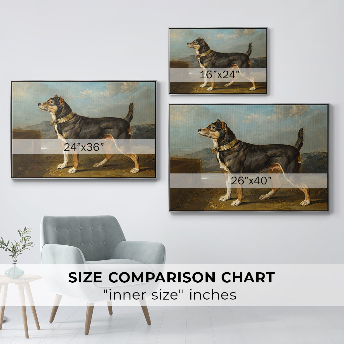 A Terrier in a Landscape, c. 1811 - Floater Framed Canvas Print
