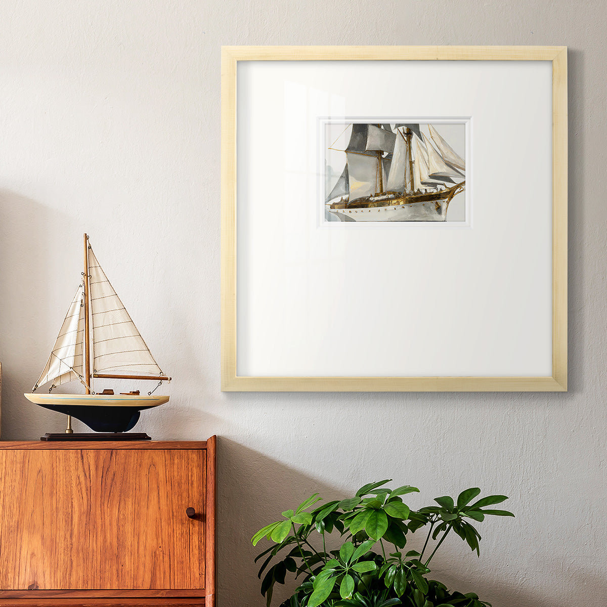 White and Gold Sails Premium Framed Print Double Matboard