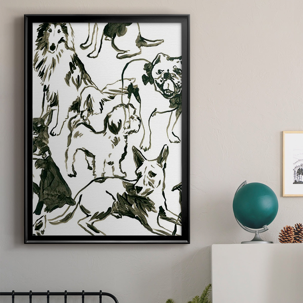 Canine Collage I - Modern Framed Canvas Print