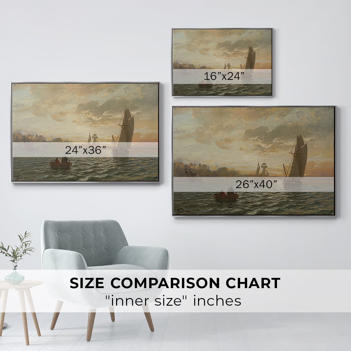 View from the Oslofjord, 1866 - Floater Framed Canvas Print