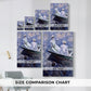 Size comparison chart for canvas art prints, showing multiple size options.