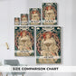 Size comparison chart for canvas art prints, showing multiple size options.