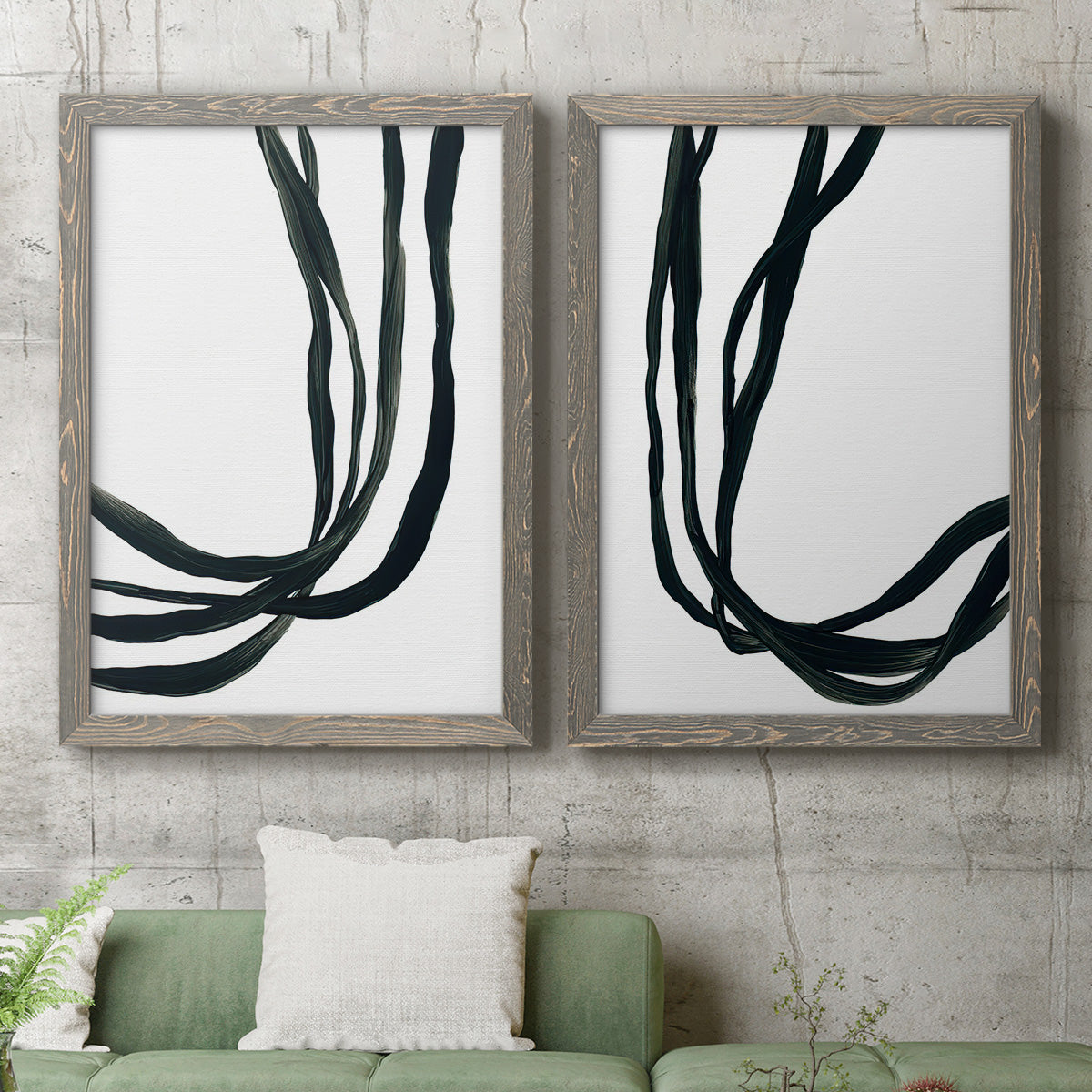 Onyx Ribbon I - Premium Framed Canvas 2 Piece Set - Ready to Hang