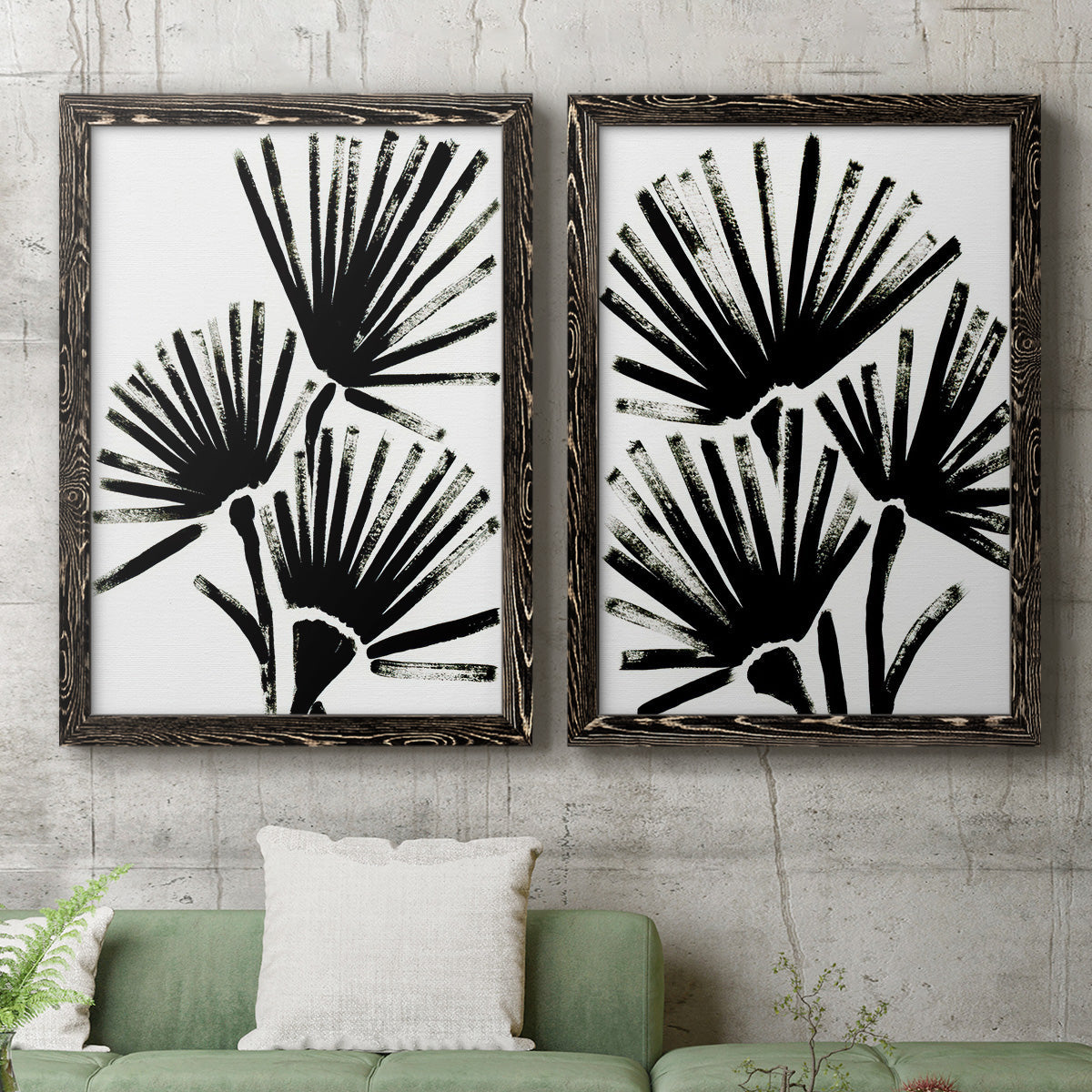 Fan Brush I - Premium Framed Canvas 2 Piece Set - Ready to Hang