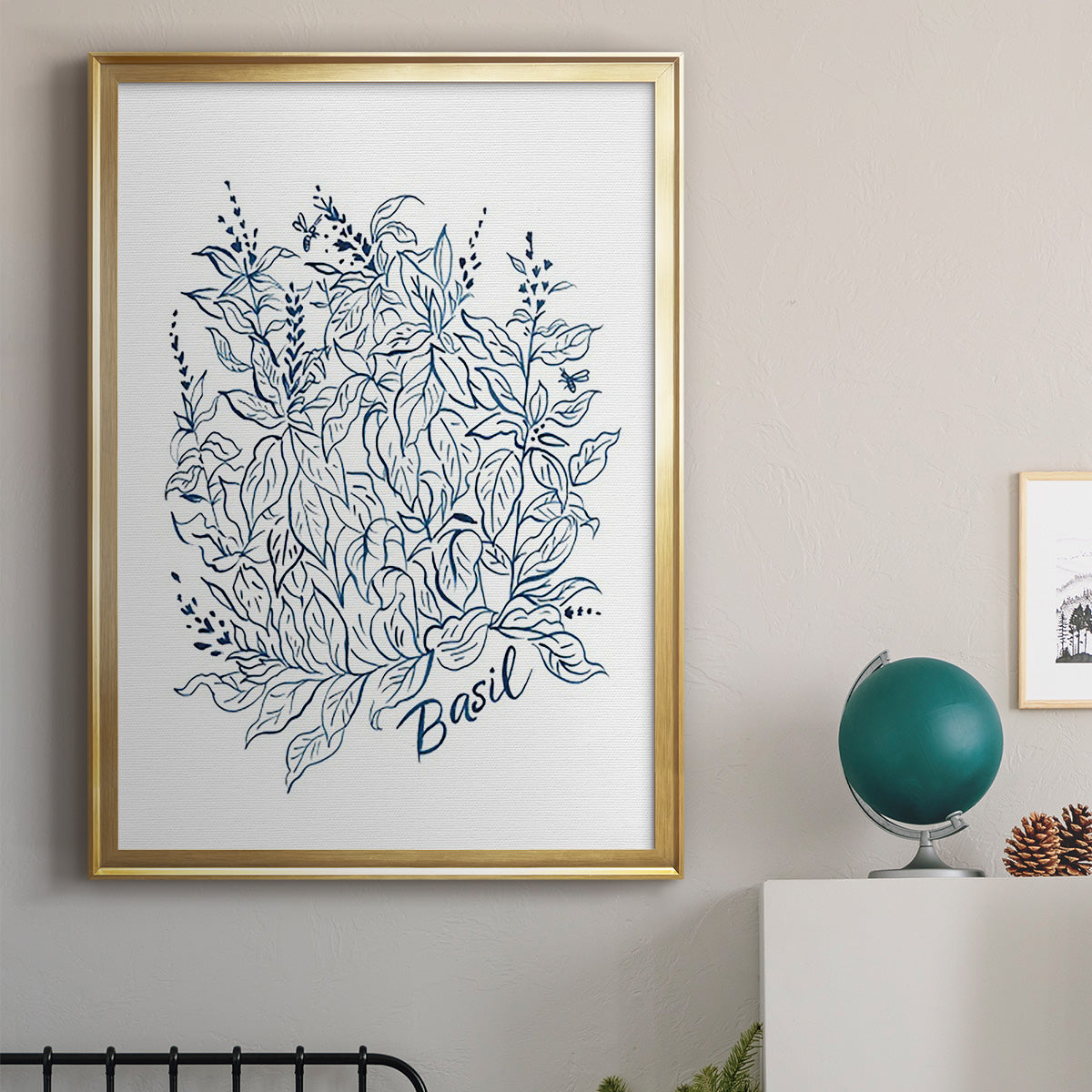 Summer Herb Garden Sketches I - Modern Framed Canvas Print