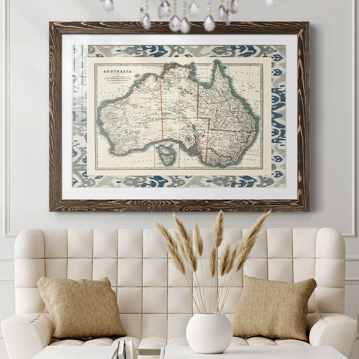 Bordered Map of Australia-Premium Framed Print - Ready to Hang