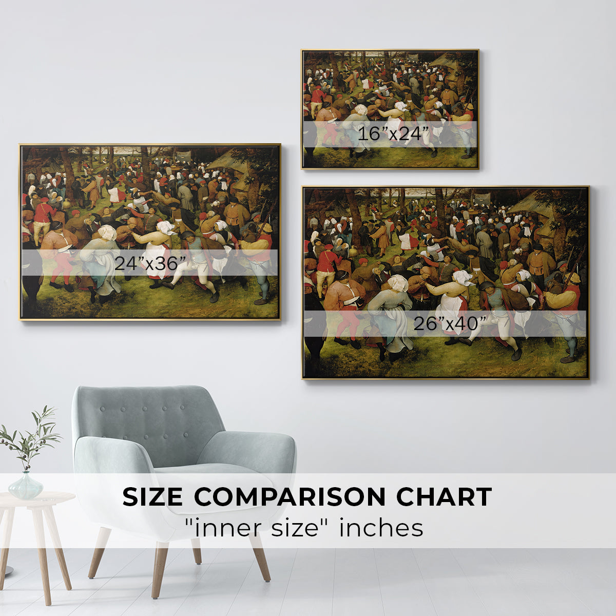 The Wedding Dance, c. 1566 - Floater Framed Canvas Print