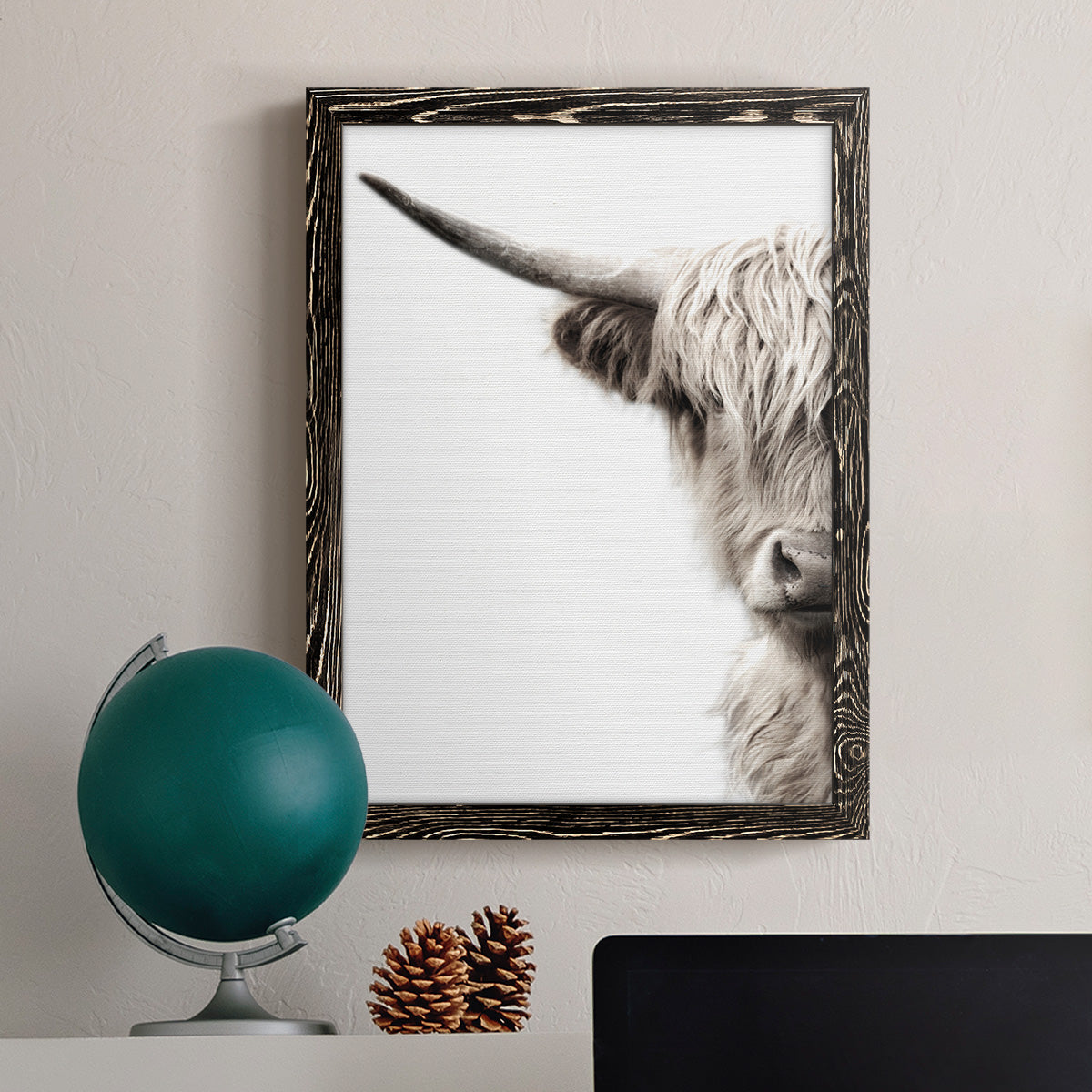 Highland Cattle - Premium Canvas Framed in Barnwood - Ready to Hang