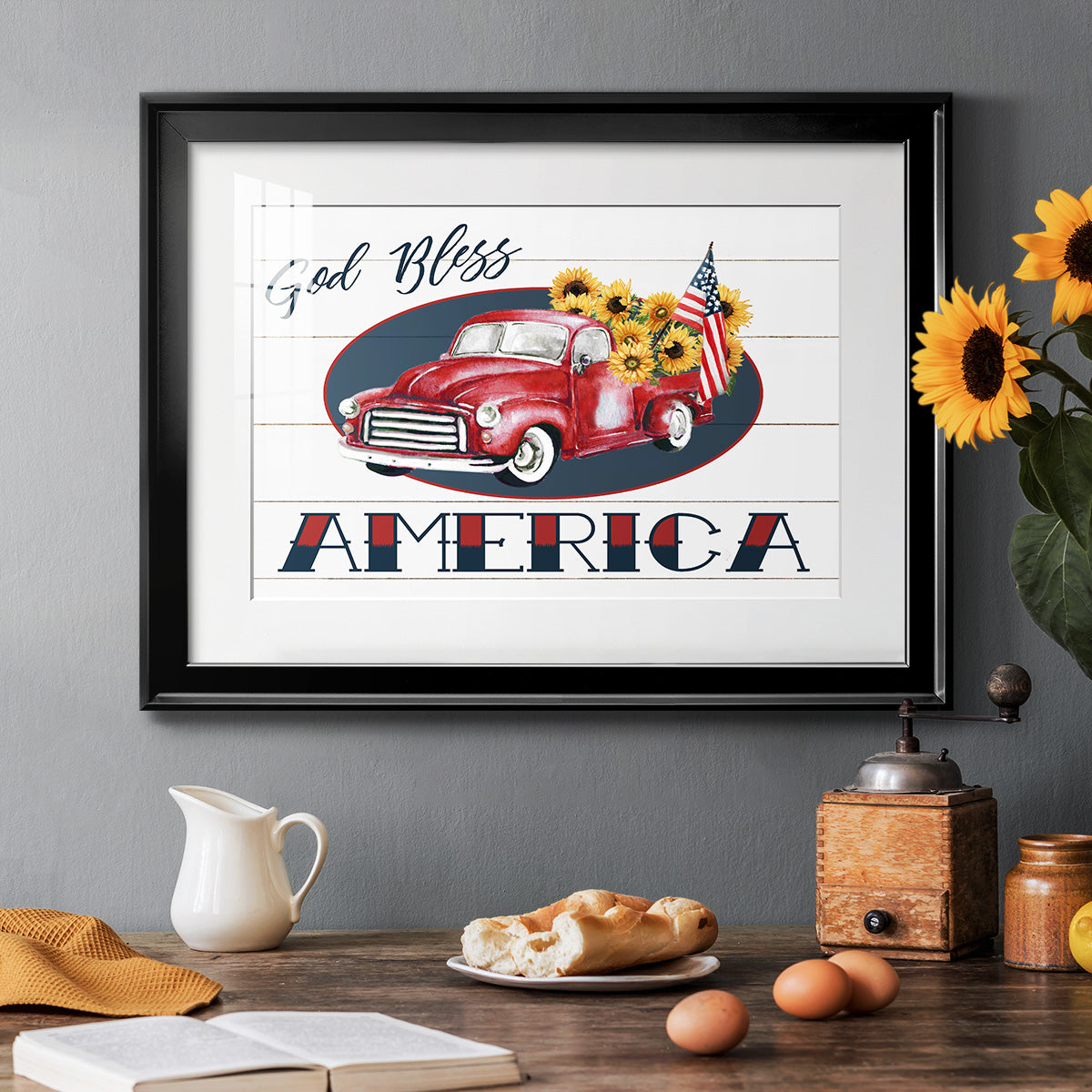 God Bless America Truck - Modern Framed Art Print