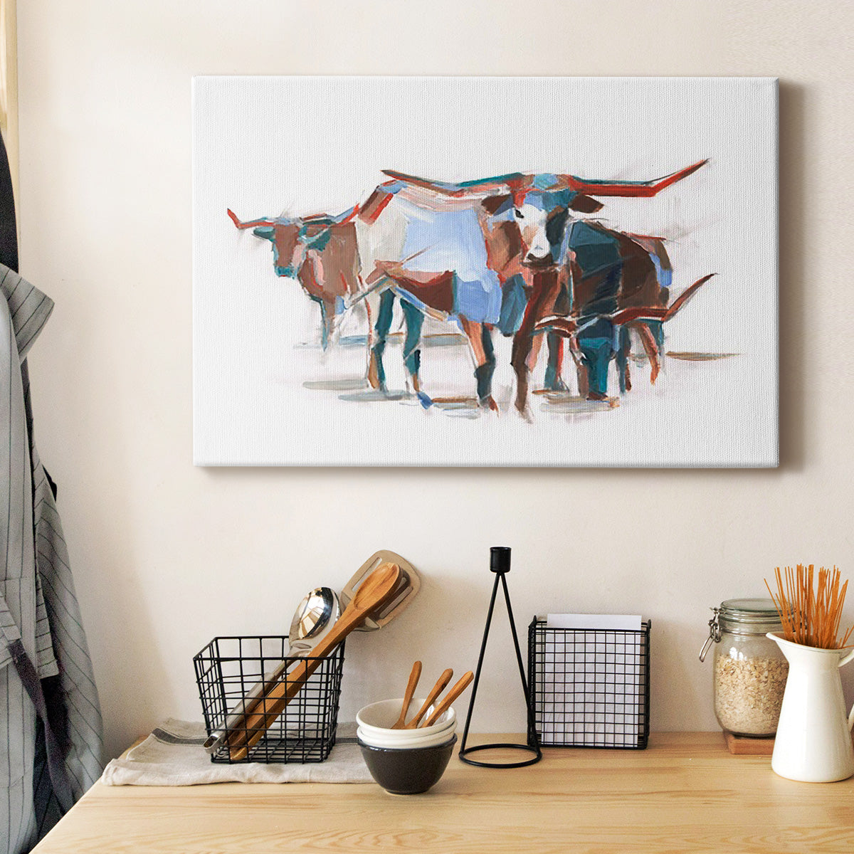 Modern Longhorns II Premium Gallery Wrapped Canvas - Ready to Hang