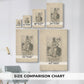 Size comparison chart for canvas art prints, showing multiple size options.