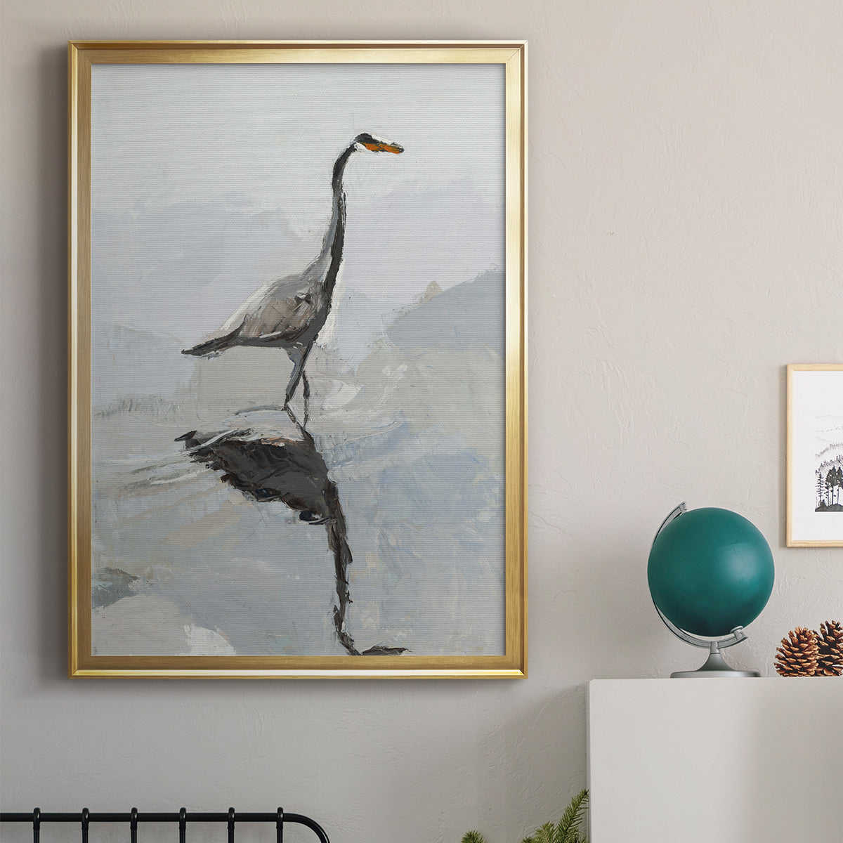 Heron - Modern Framed Canvas Print