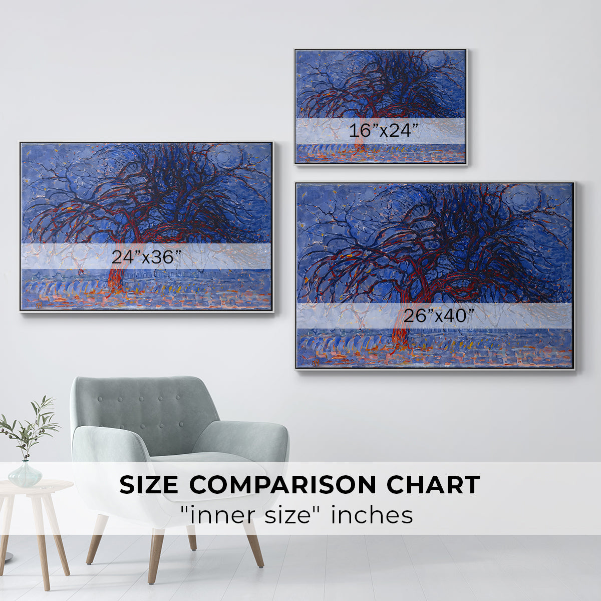 The Red Tree, 1909 - Floater Framed Canvas Print