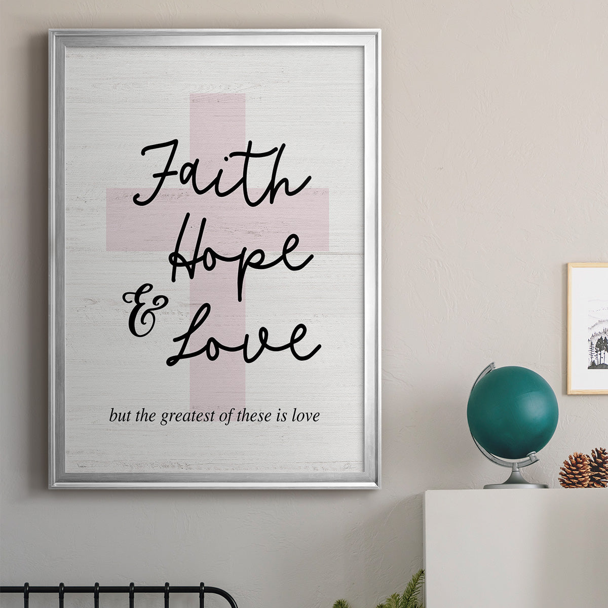 Faith Hope and Love Cross - Modern Framed Canvas Print