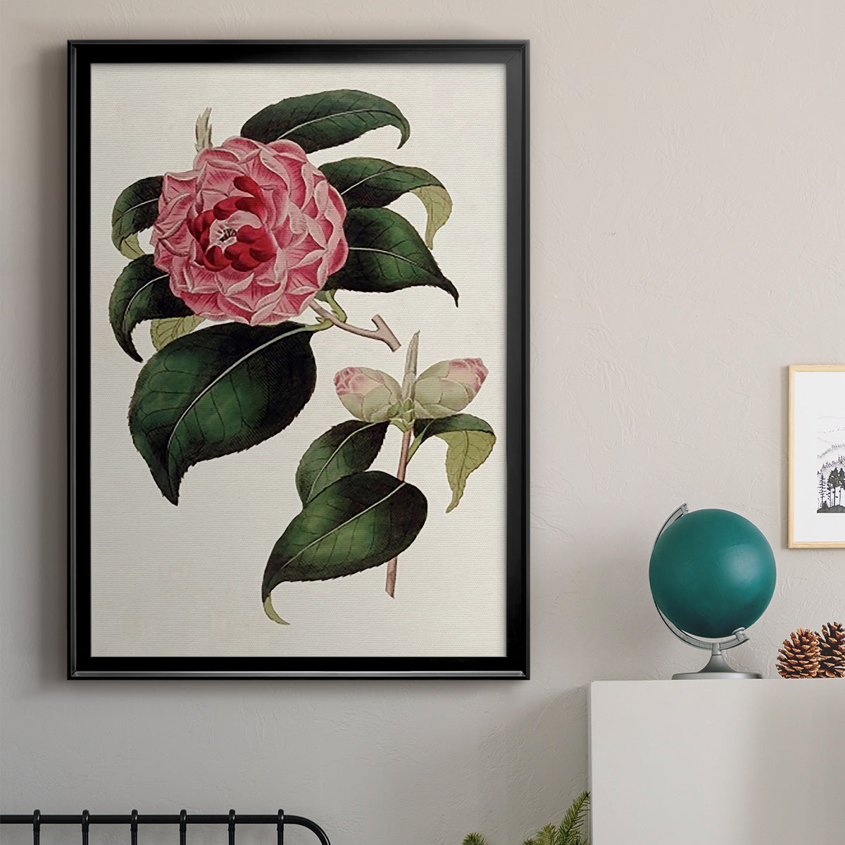 Pink Floral Mix III - Modern Framed Canvas Print