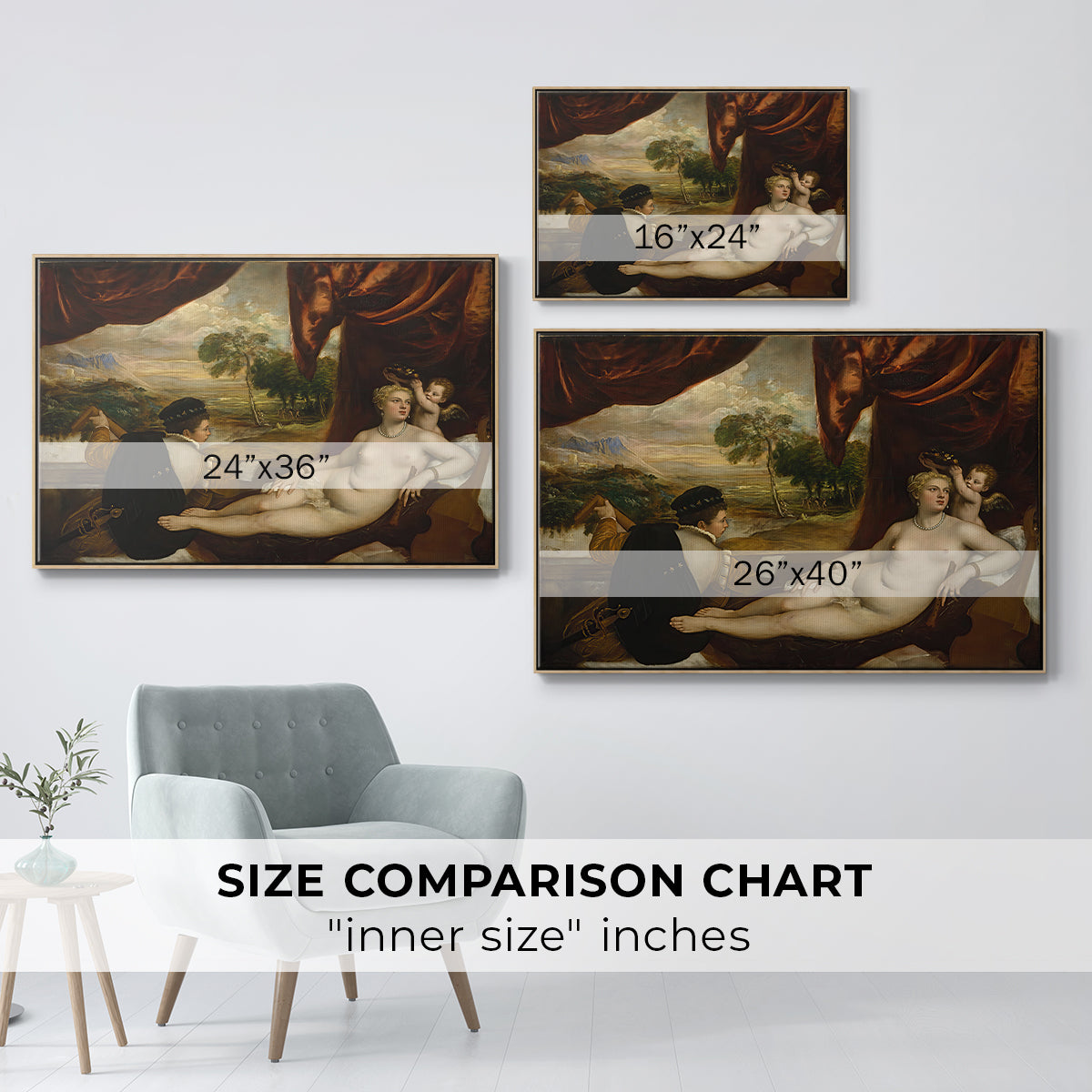 Venus and the Lute Player, c. 1565-1570 - Floater Framed Canvas Print
