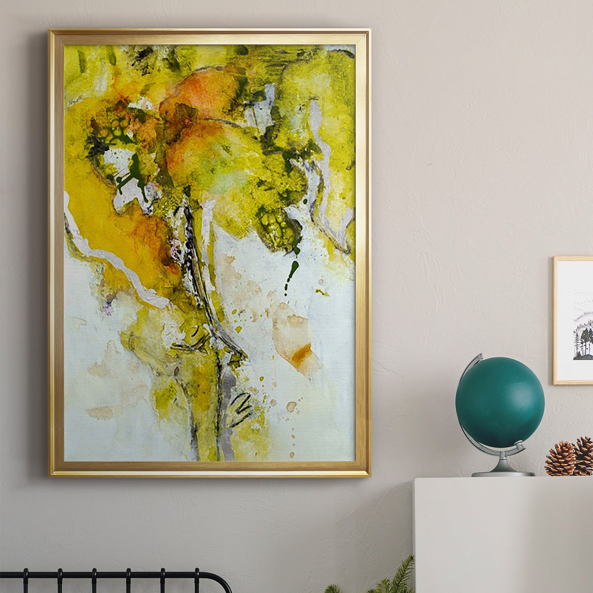 Golden Foliage II - Modern Framed Canvas Print