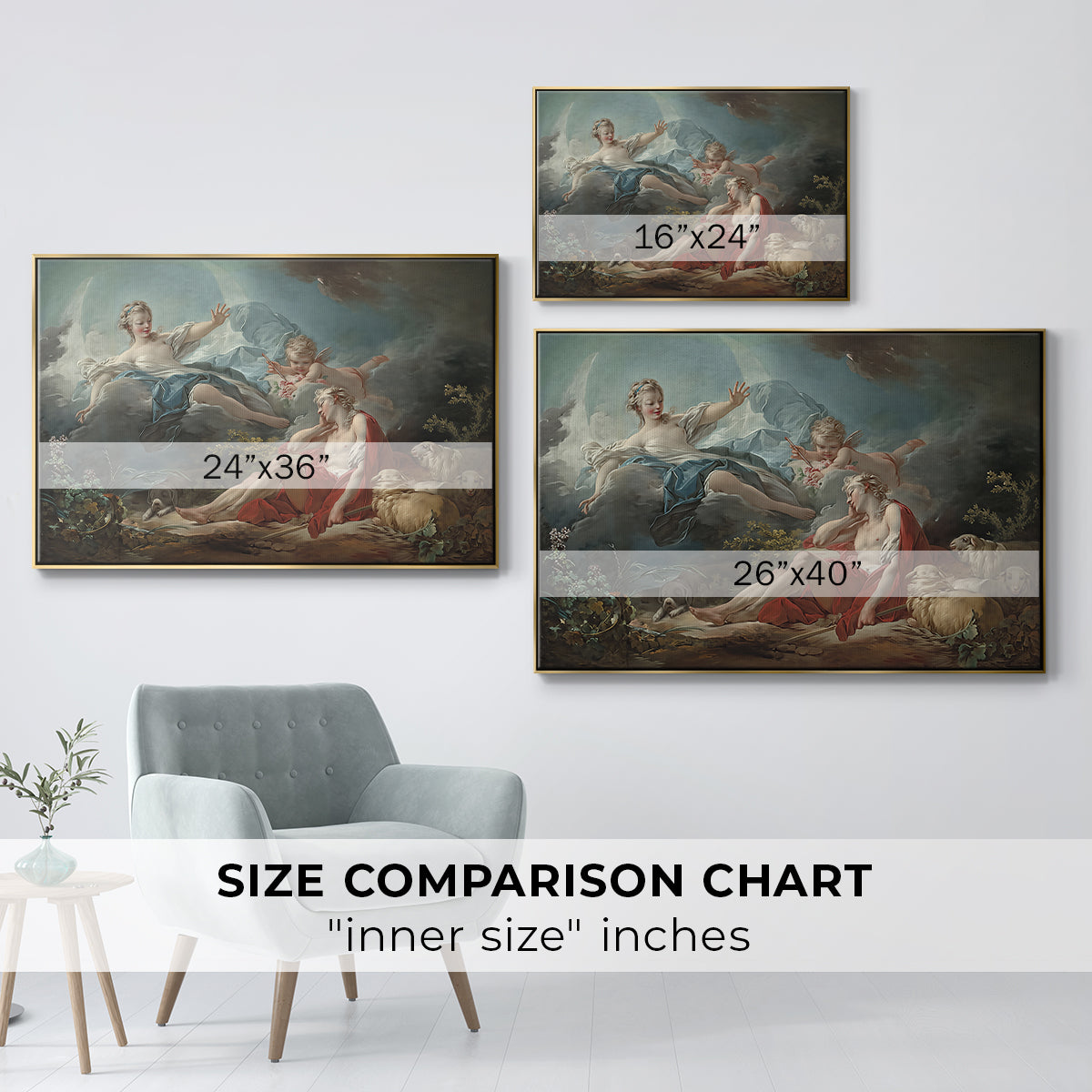 Diana and Endymion, c. 1753-1756 - Floater Framed Canvas Print