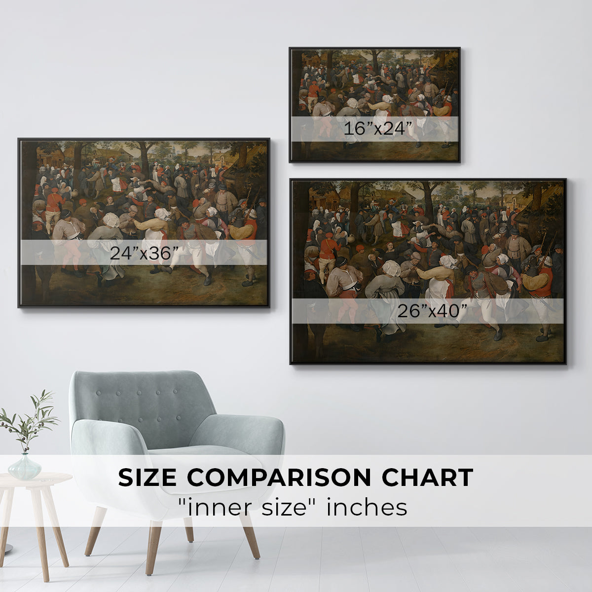 The Wedding Dance, c. 1566 - Floater Framed Canvas Print