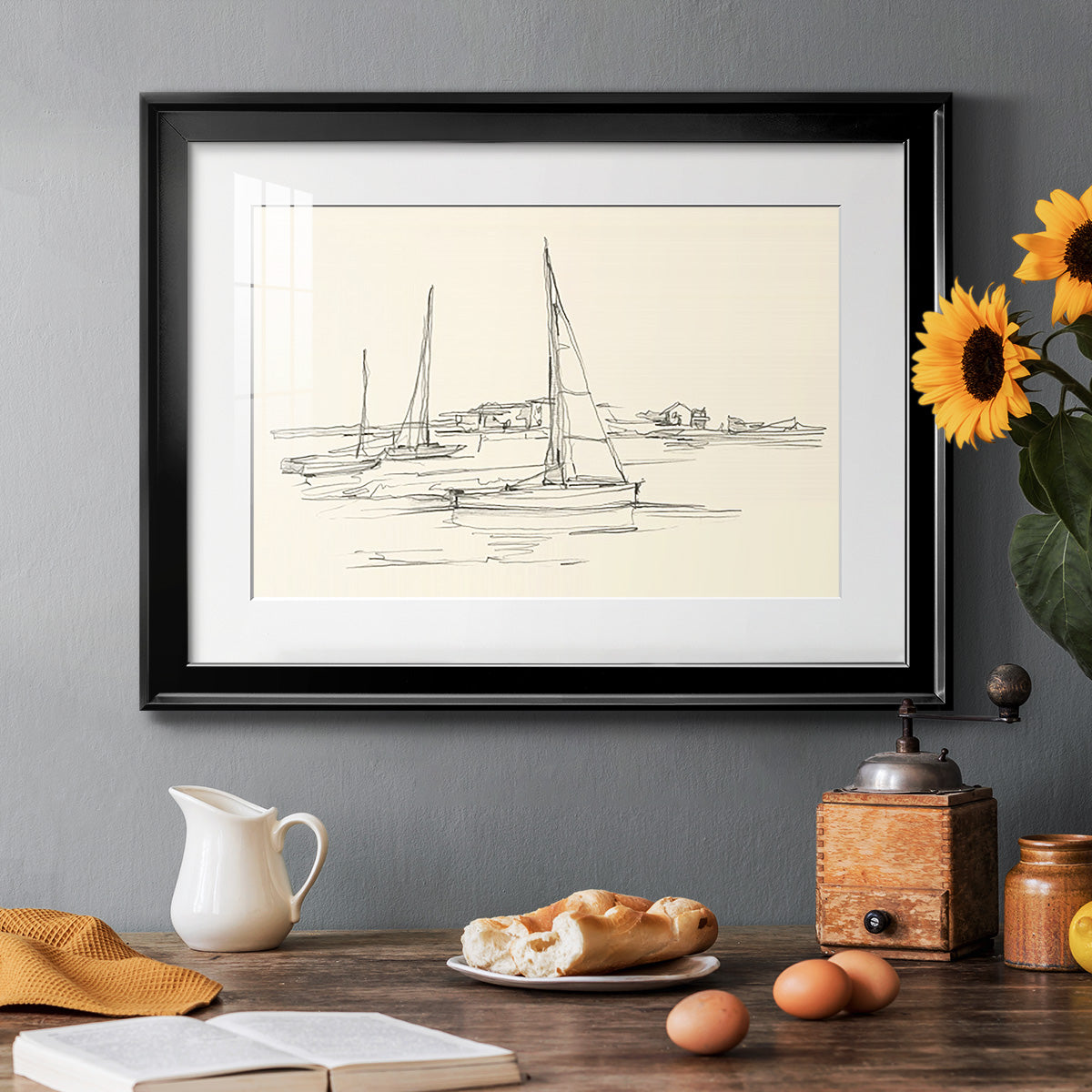 Coastal Contour Sketch I Premium Framed Print - Ready to Hang