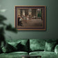 Early impressionist ballet rehearsal painting by Edgar Degas in an ornate bronzed mahogany wood frame displayed in a dark-toned interior setting.