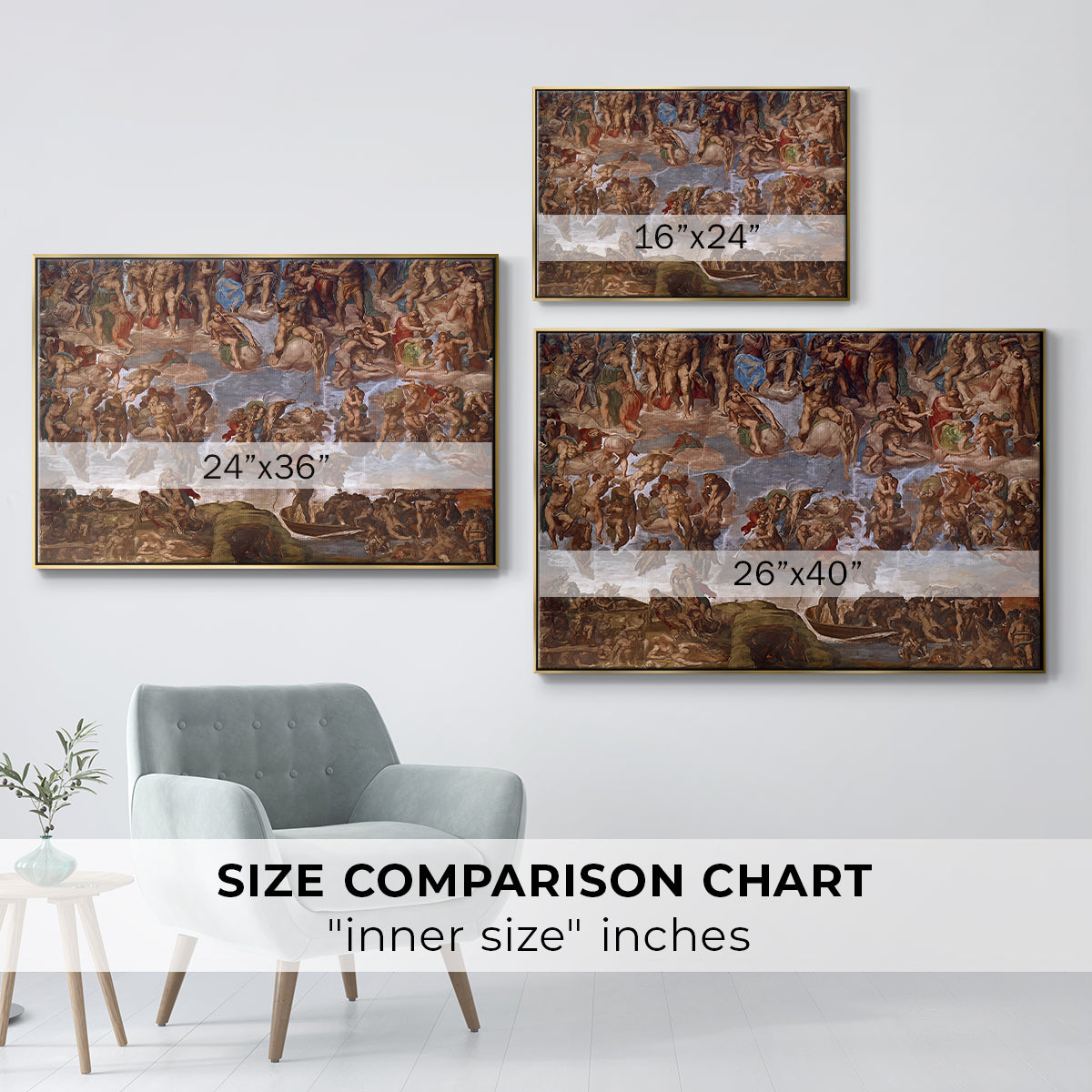 The Last Judgment (Charon's Boat and the Damned), 1536-1541 - Floater Framed Canvas Print