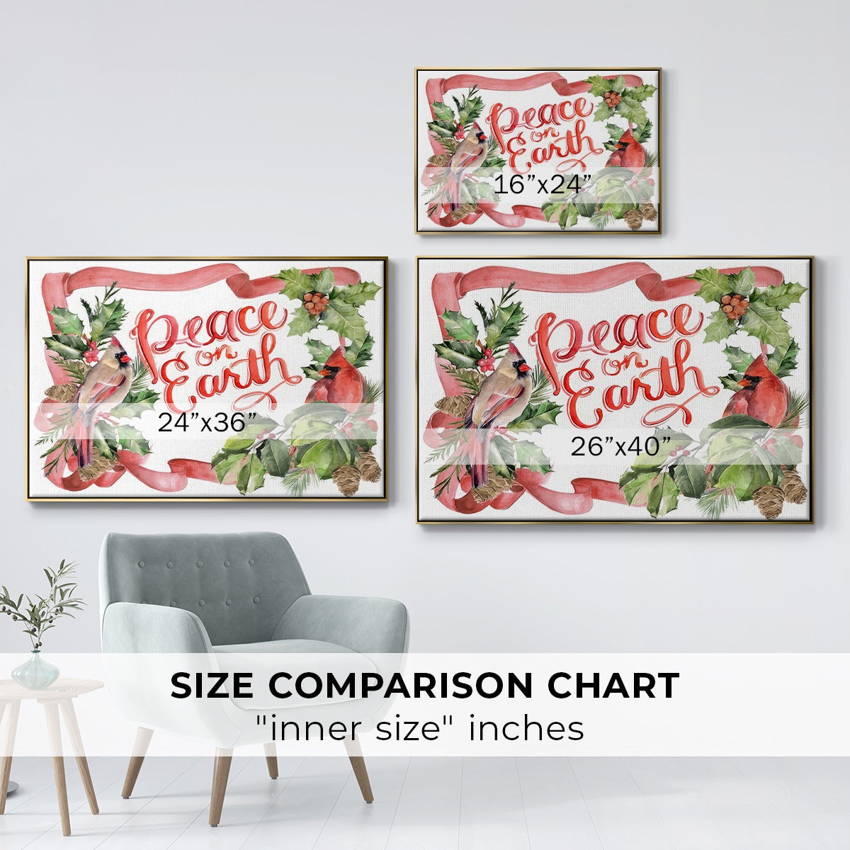 Cardinal Holly Christmas Collection A - Floater Framed Canvas Print