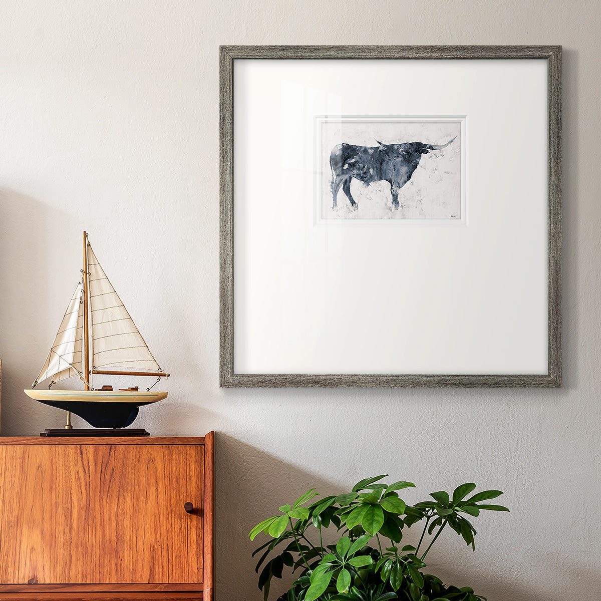 Long Horn Alt V2 - Double Matboard Framed Print
