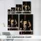 Size comparison chart for canvas art prints, showing multiple size options.