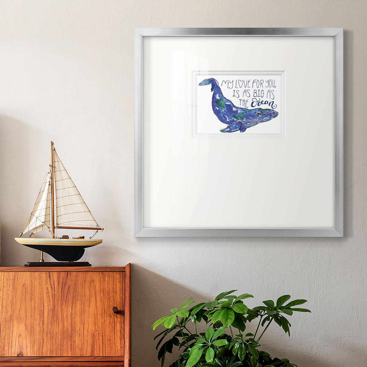 Whale Love II Premium Framed Print Double Matboard