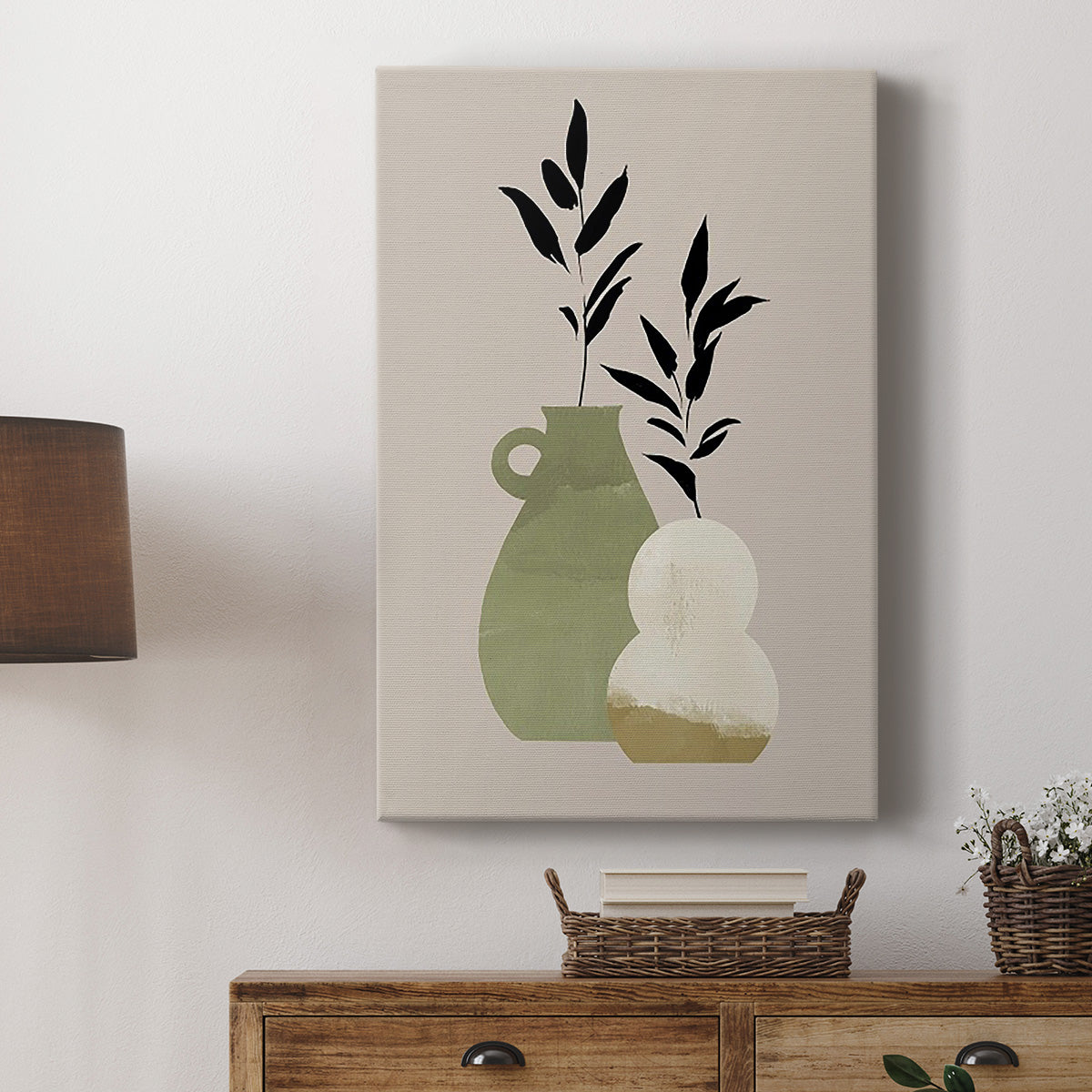 Simple Bud Vases II - Canvas Art Print