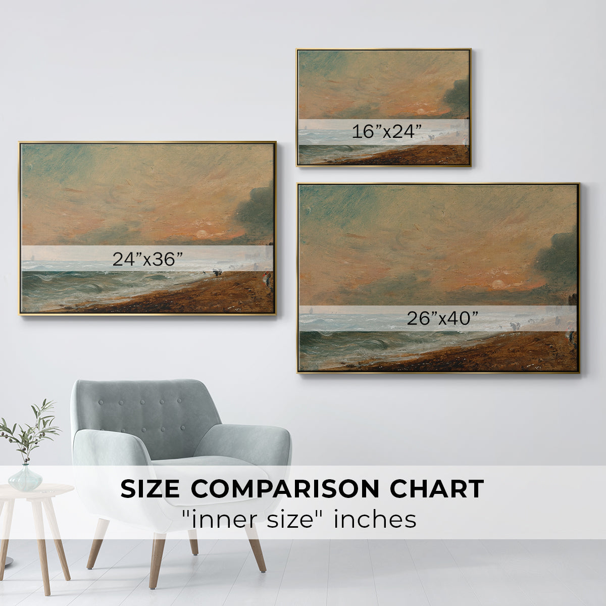 Hove Beach, c. 1824-1826 - Floater Framed Canvas Print