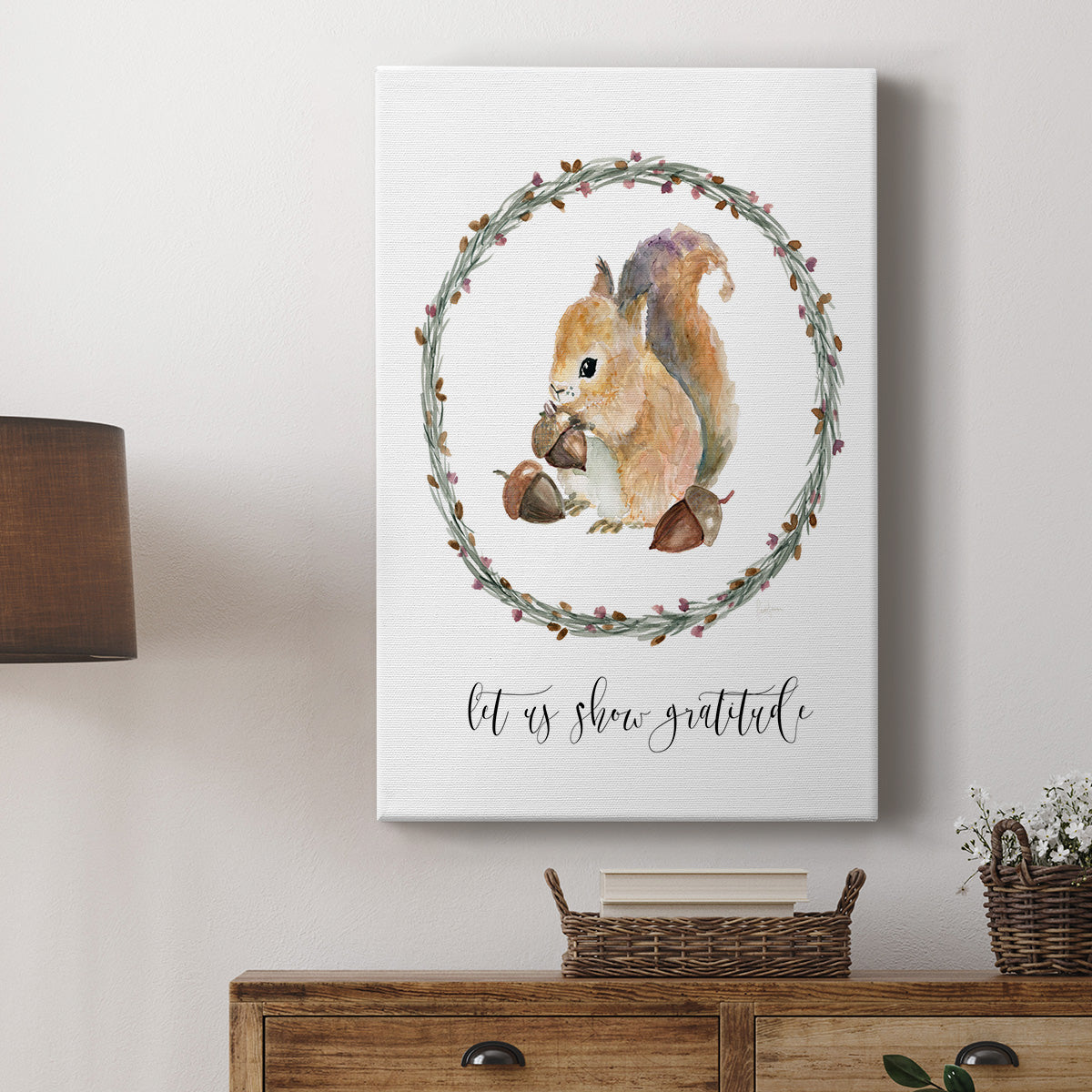 Harvest Home Squirrel - Canvas Art Print