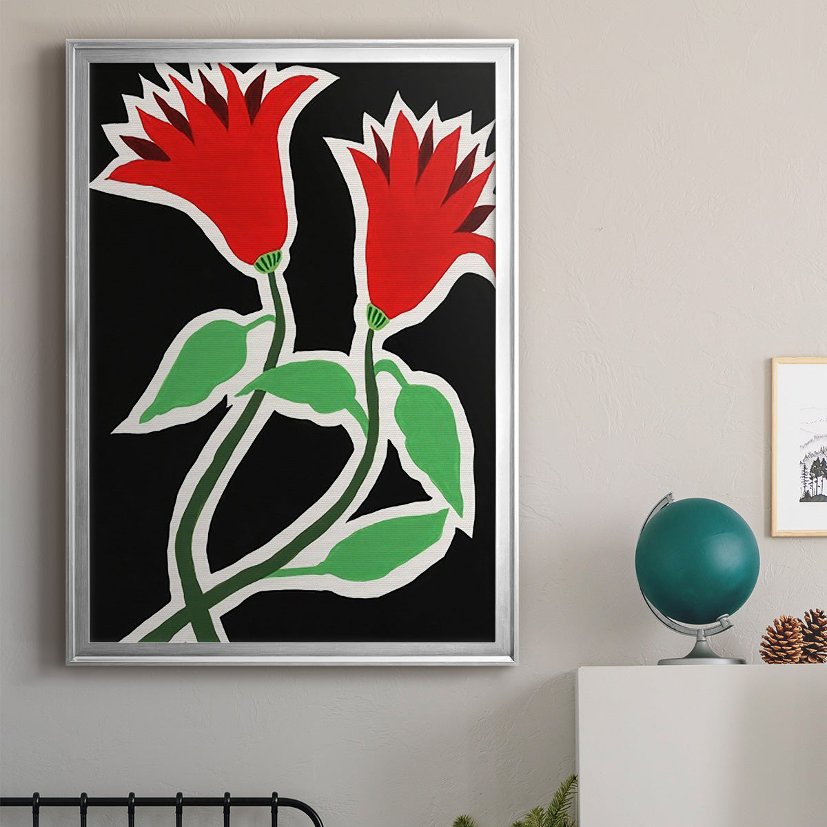 Pop Flowers VI - Modern Framed Canvas Print