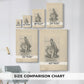 Size comparison chart for canvas art prints, showing multiple size options.