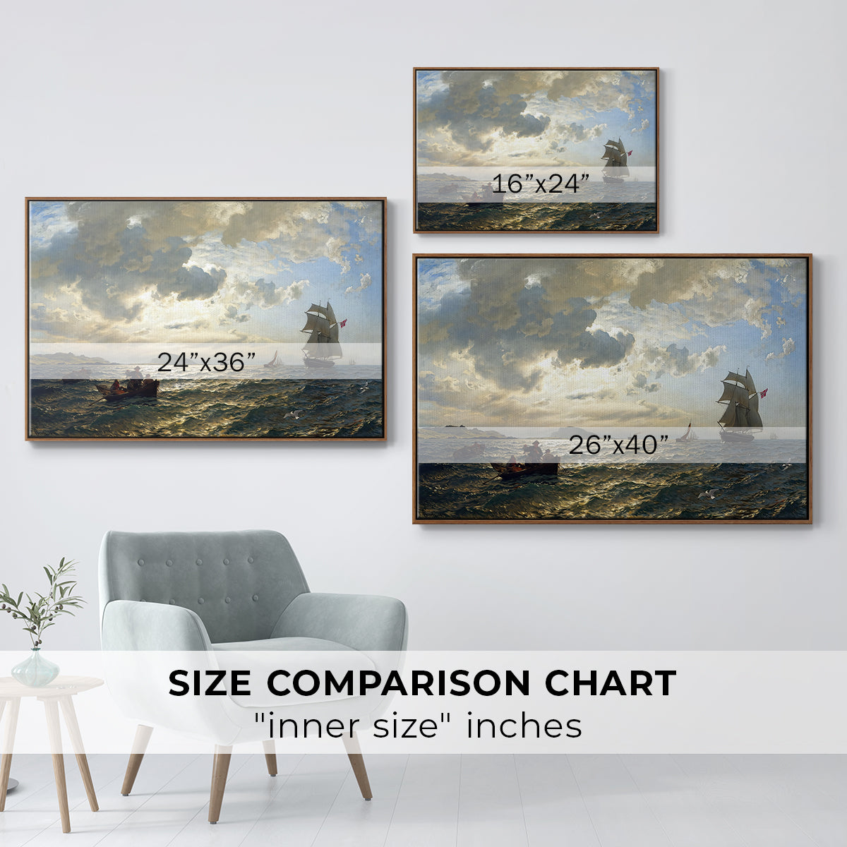 Fresh Breeze on the Norwegian Coast, 1876 - Floater Framed Canvas Print