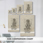 Size comparison chart for canvas art prints, showing multiple size options.