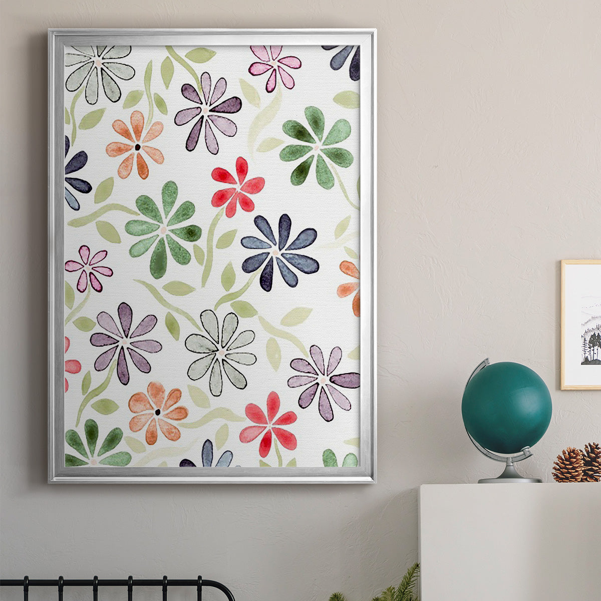 Faded Flowers I - Modern Framed Canvas Print