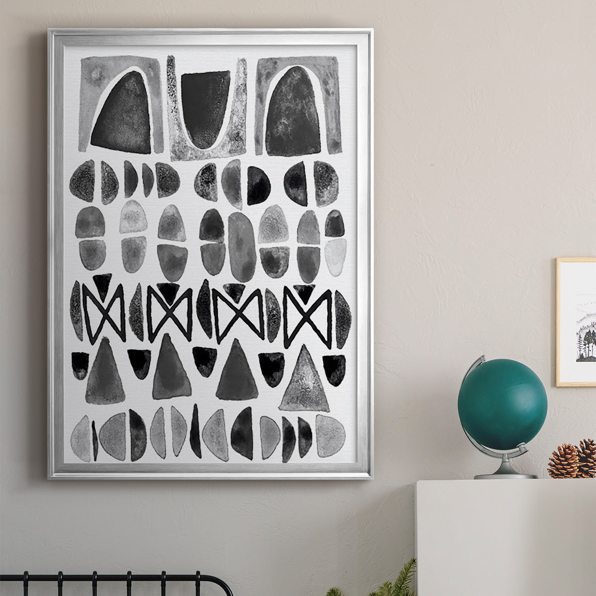 Grey Arches I - Modern Framed Canvas Print