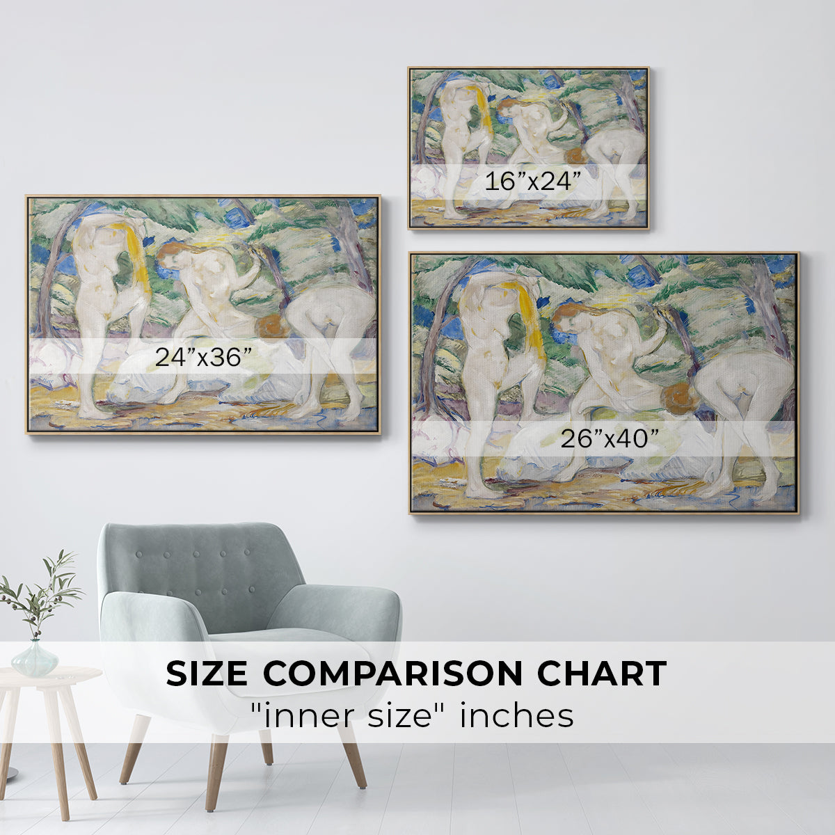 Bathing Women, 1910 - Floater Framed Canvas Print