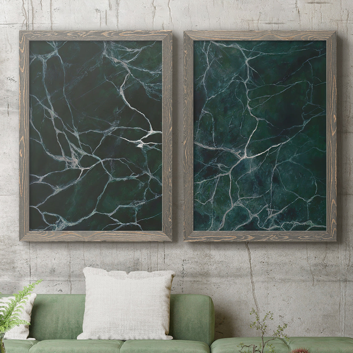 Jade Marble I - Premium Framed Canvas 2 Piece Set - Ready to Hang