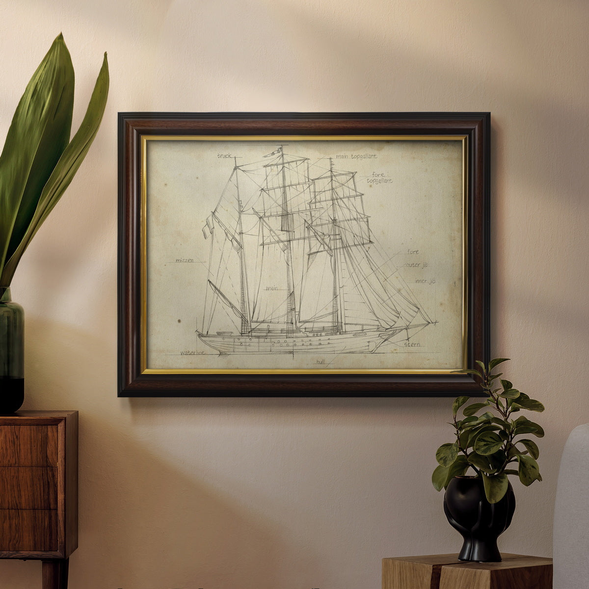 Sailboat Blueprint I Premium Framed Canvas- Ready to Hang