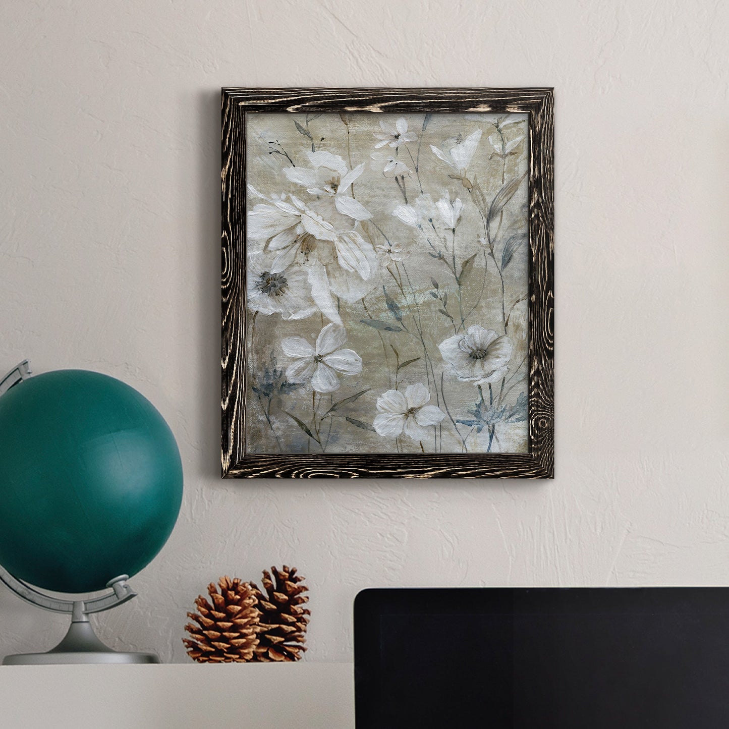 Wildflower Whites - Premium Canvas Framed in Barnwood - Ready to Hang