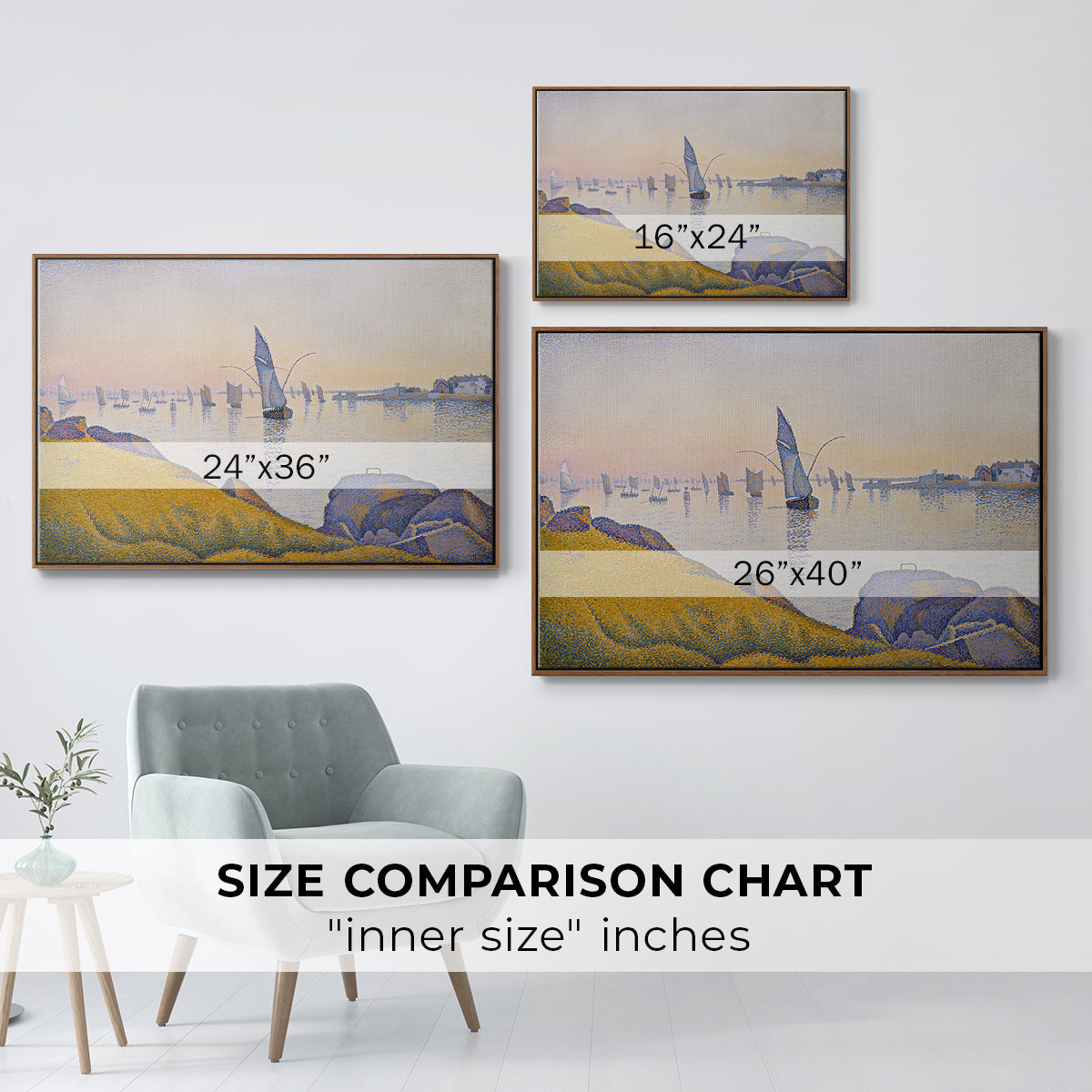 Evening Calm, Concarneau, Opus 220, 1891 - Floater Framed Canvas Print