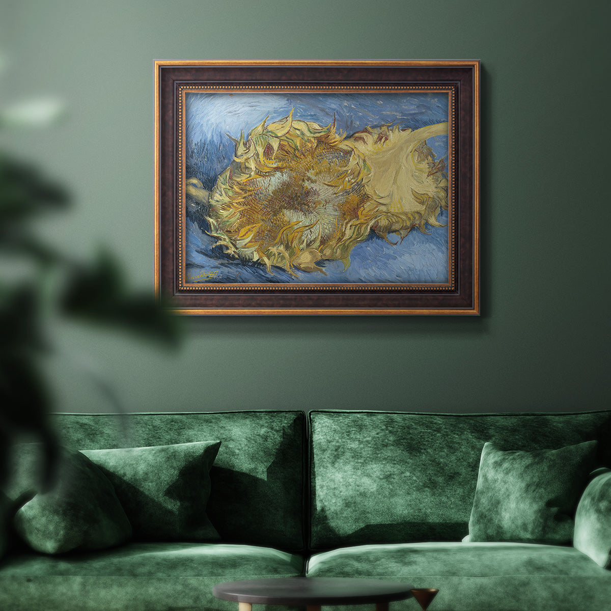 Two Cut Sunflowers - Ornate Framed Canvas Print