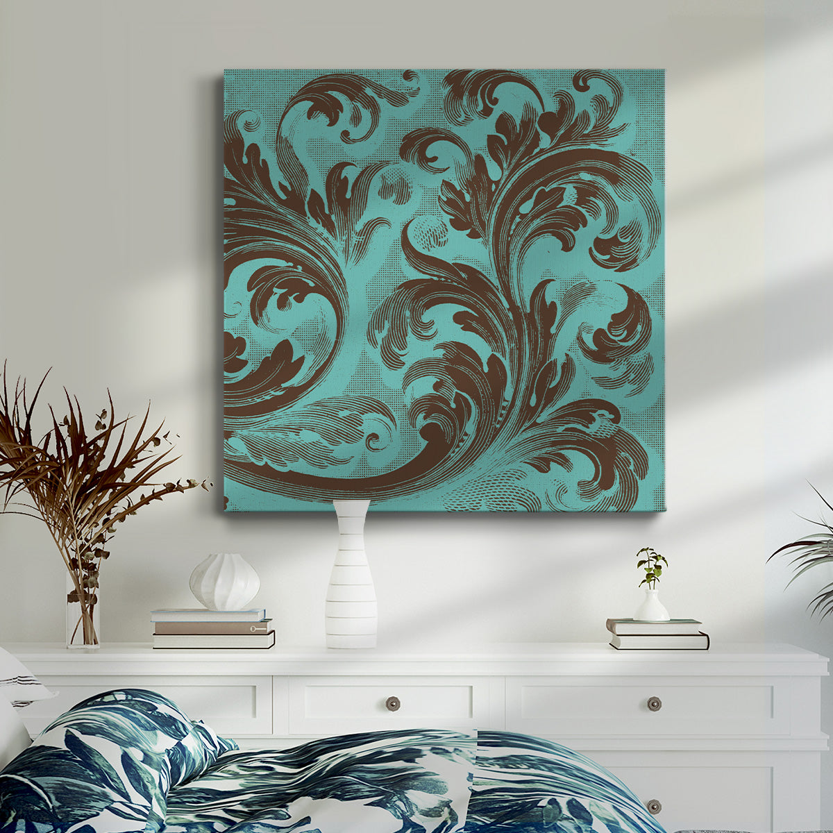 Azure Acanthus III-Premium Gallery Wrapped Canvas - Ready to Hang