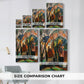Size comparison chart for canvas art prints, showing multiple size options.