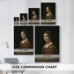 Size comparison chart for canvas art prints, showing multiple size options.