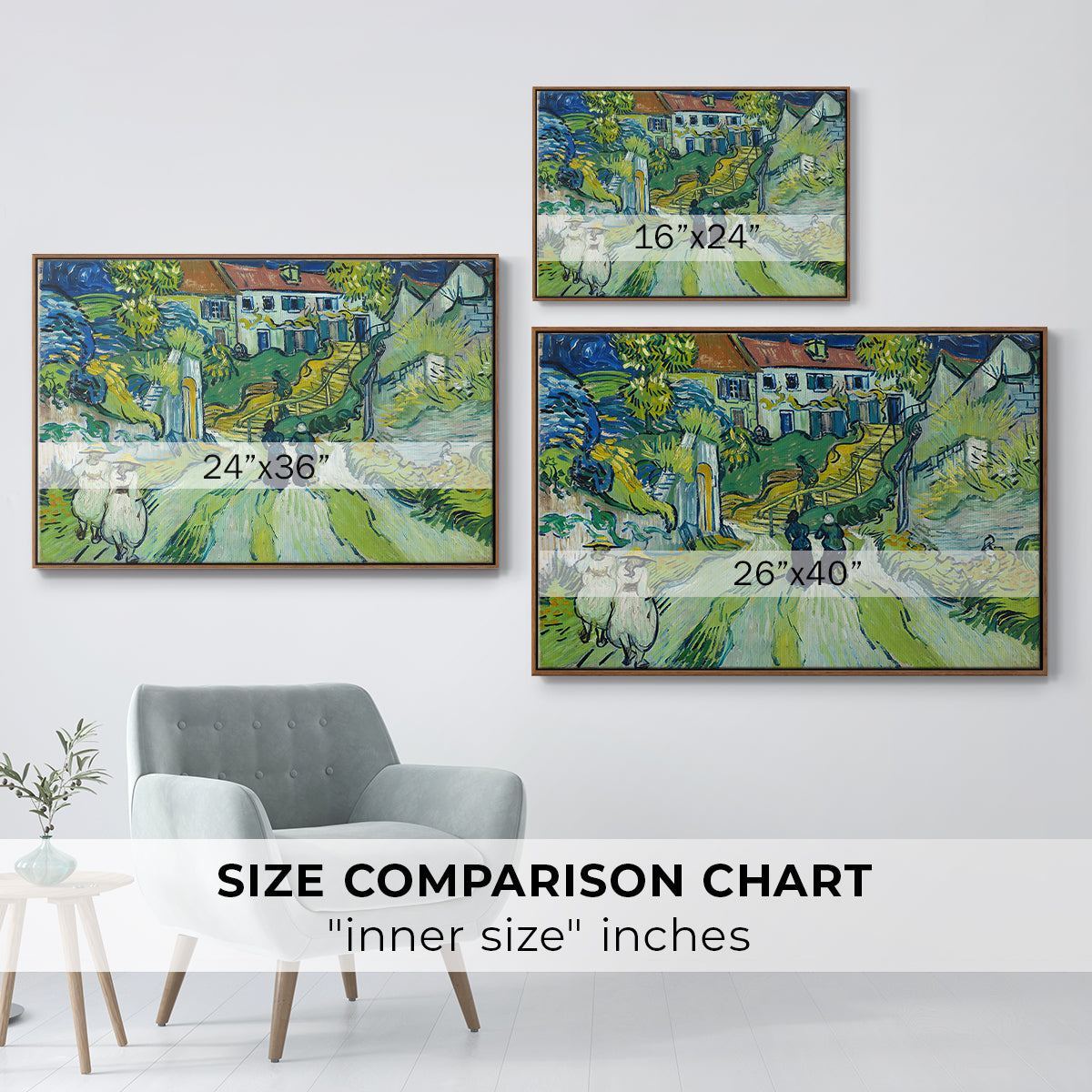 Stairway at Auvers, 1890 - Floater Framed Canvas Print