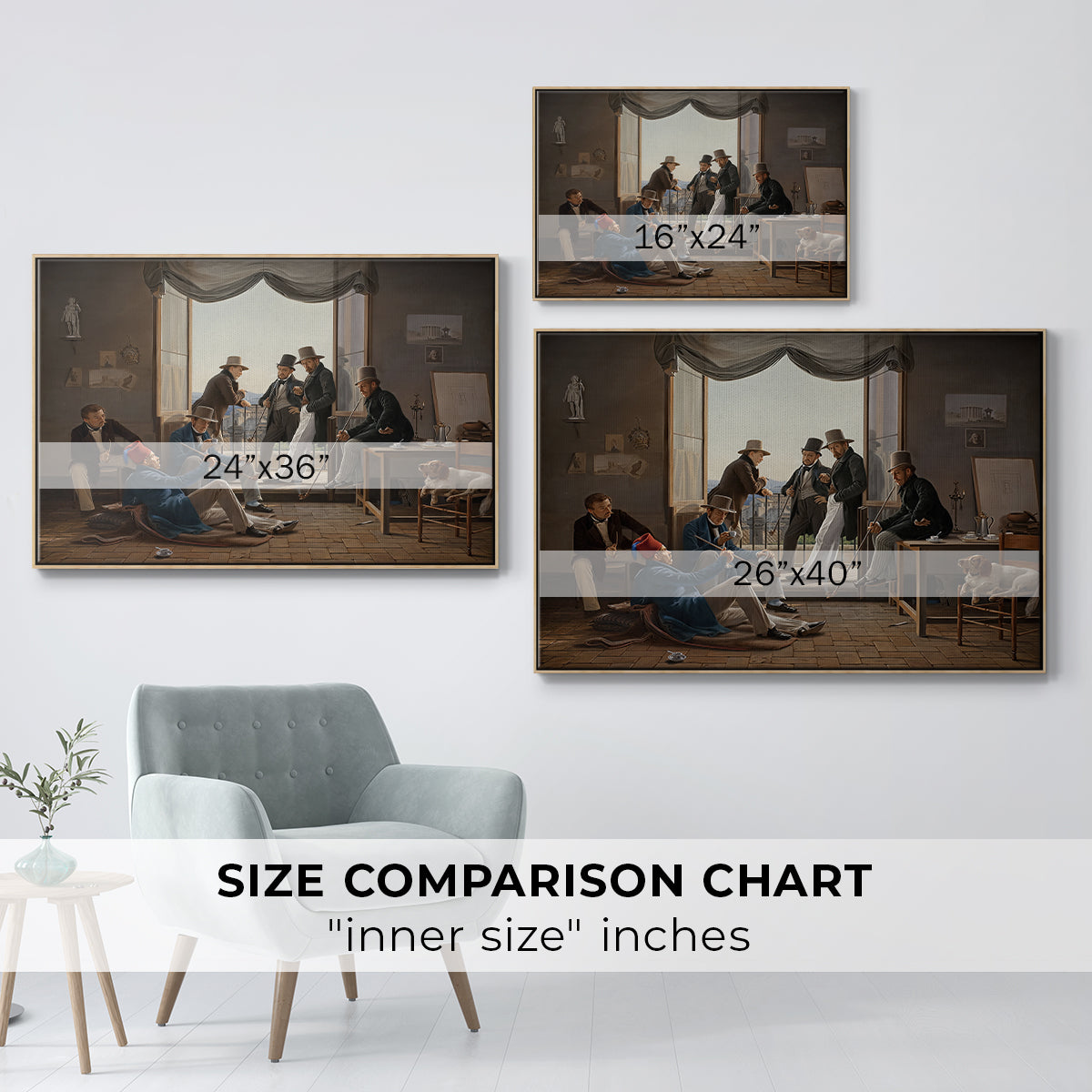 A Group of Danish Artists in Rome, 1837 - Floater Framed Canvas Print